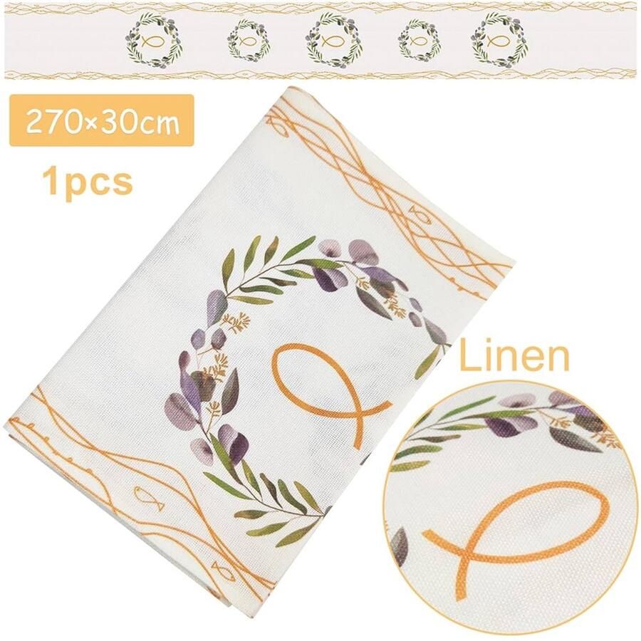 Kersttafelloper Creatief Wit Linnen Tafelkleed Perfect voor Feestdagen