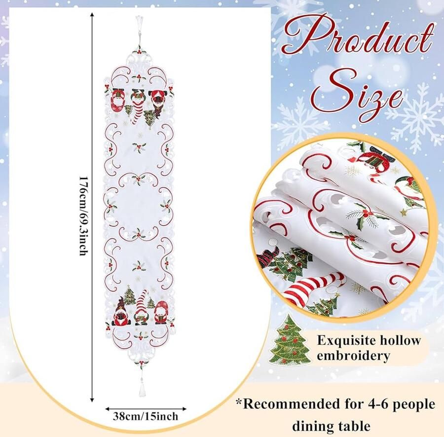 Kersttafelloper Kabouterstijl 38 x 176 cm Kerstdecoratie