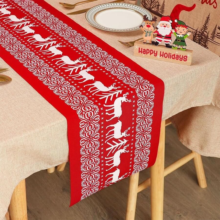 Kersttafelloper rode kerstloper sfeervolle tafeldecoratie 1 stuk 28 x 270 cm