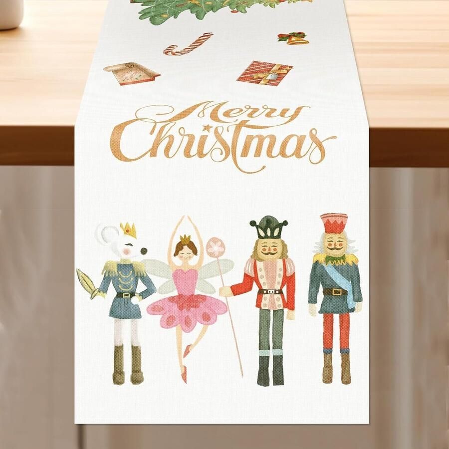 Kersttafelloper Rood-Zwart Geruit 1 stuk 100% Linnen 180 cm x 40 cm