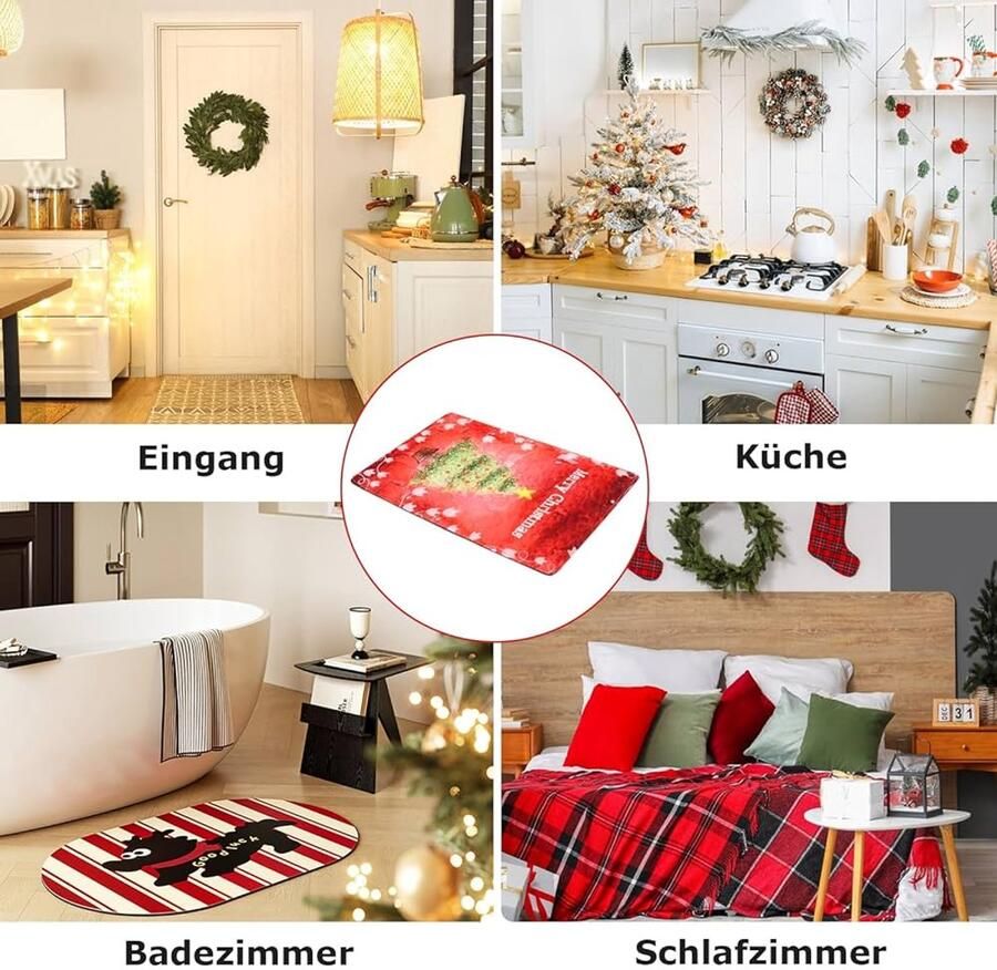 Kersttapijt Antislip kerstdecoratie 1 stuk Rood-2 50 x 80 cm
