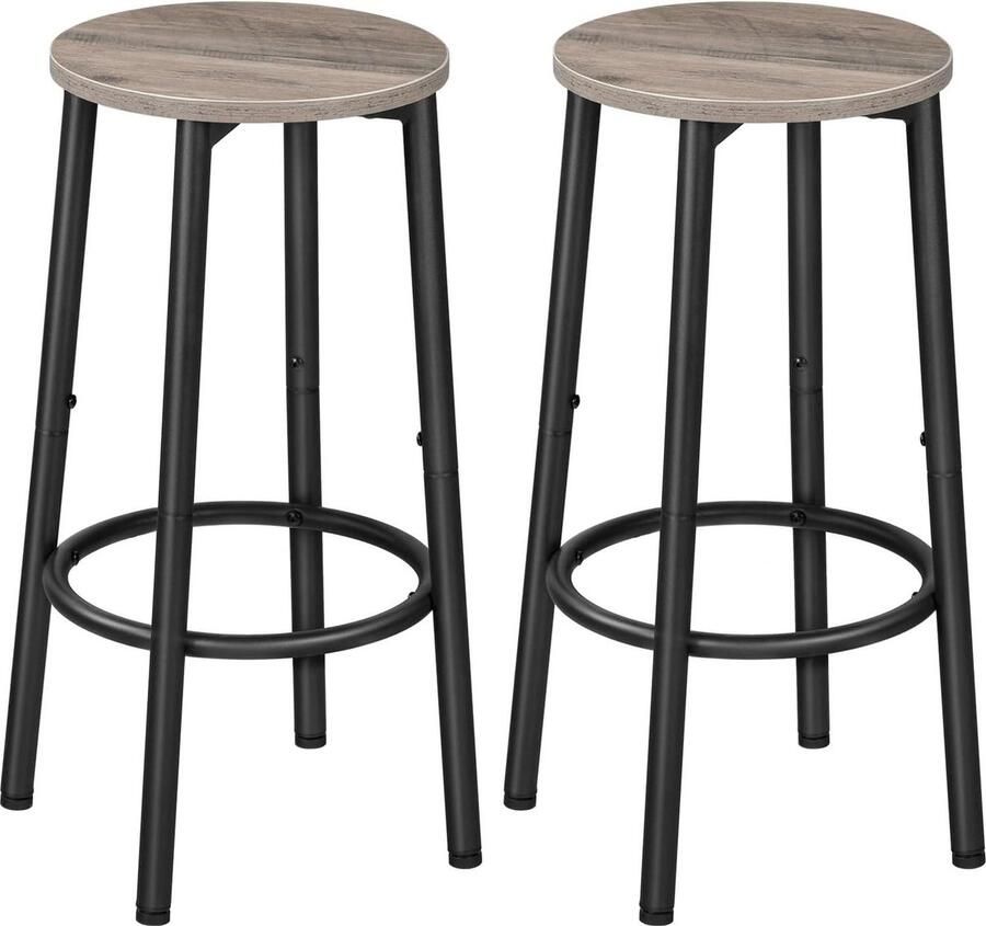 Kitchen Bar Stool with Footrest Industrial Style Sturdy Metal Frame Easy Assembly Grey and Black
