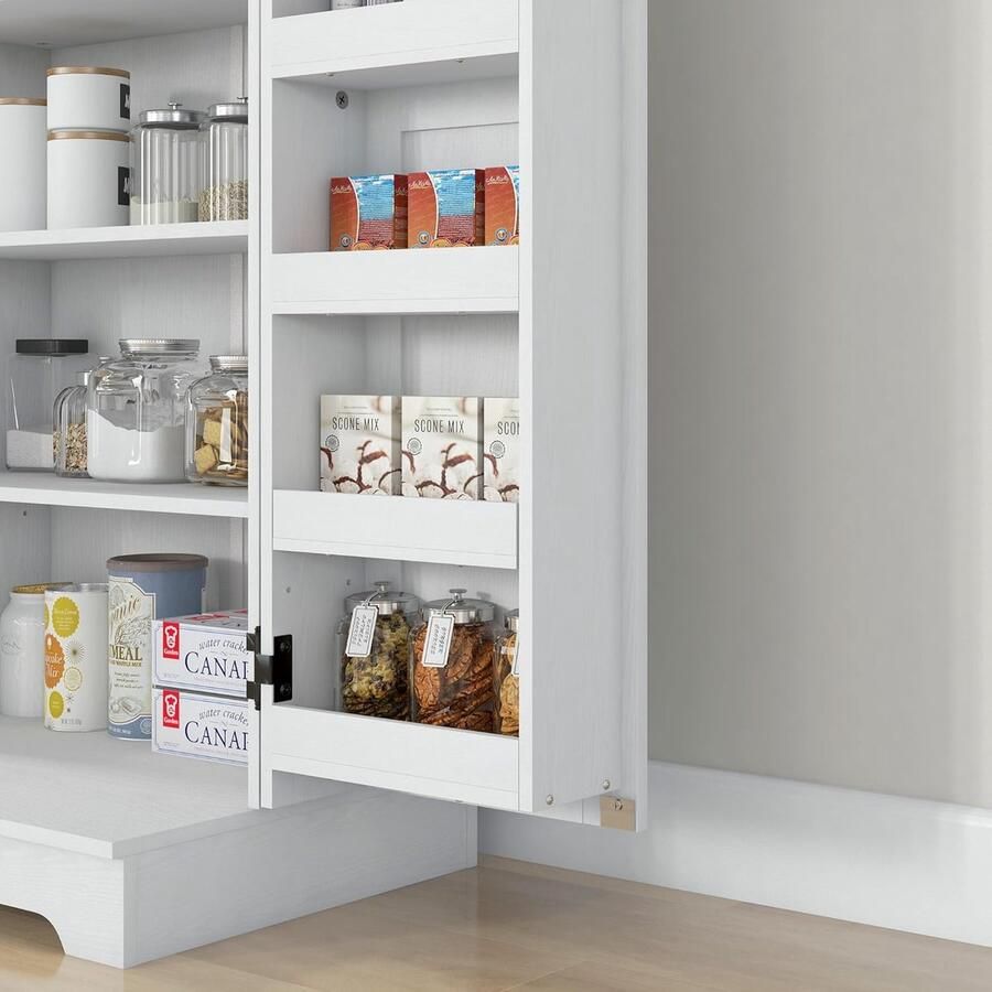 Keuken Dressoir met 2 deuren Moderne Keukenkast met 16 Verstelbare Planken Anti-Kantelbeveiliging Keukenkast voor Eetkamer Woonkamer (60 x 40 x 120 cm) (Wit)