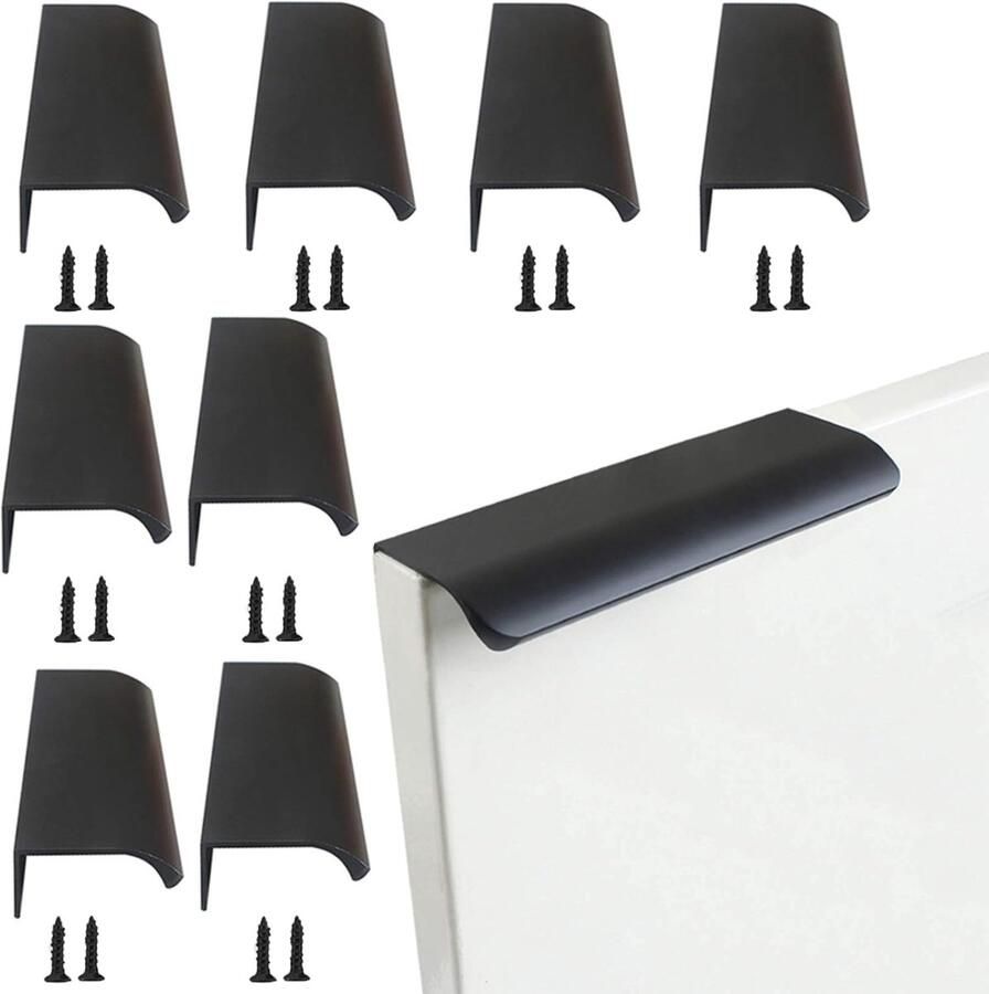 Keuken Kast Deur Handgreep Lades Curved Zwarte Verborgen Aluminium Meubel Handvatten 8 Stuks voor Keuken en Slaapkamer