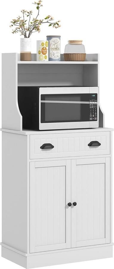 Keuken Magnetronkast met Verstelbaar Rek Modern Design 61 x 35 x 125 4 cm Wit