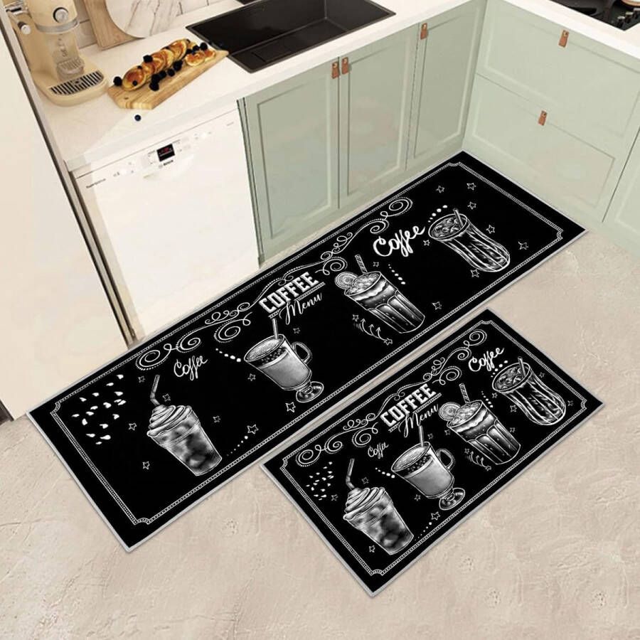 Keuken Mat Sets Antislip Wasbaar Keuken Tapijten Runner Set van 2 Anti Vermoeidheid Keuken Vloermat voor Woondecoratie Kantoor Staand Bureau (D 40x60+40x120cm)