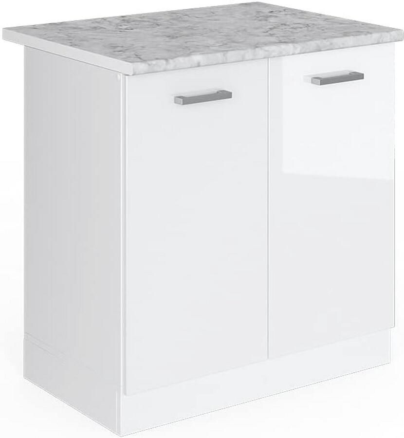 Keukenblok met Onderkast en Hangkast 80 cm Wit met Werkblad