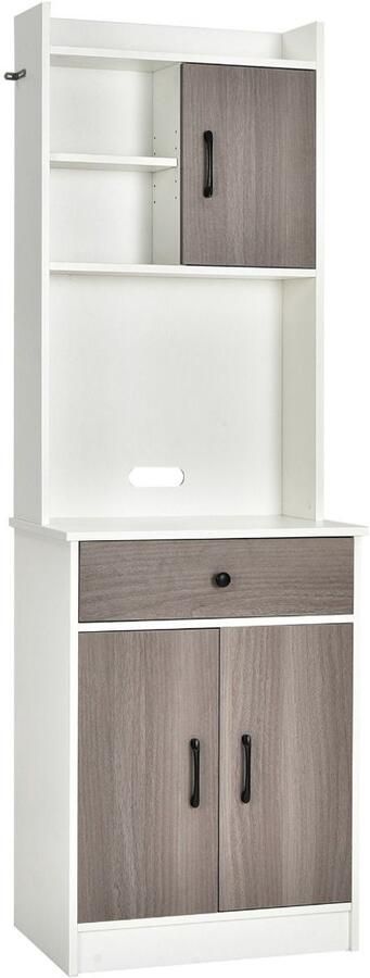 Keukenbuffet Keukenopbergmeubel – 3 Deuren & 1 Kabelopbergnis – 60 x 40 x 180 cm – Wit – Multifunctionele Kast