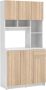 Keukenbuffet met 6 deuren 1 lade en 5 nissen Licht naturel en wit NIZALI L 89.6 cm x H 181.4 cm x D 39.9 cm - Thumbnail 1