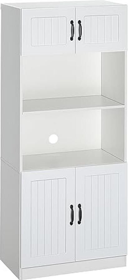 Keukenbuffet met Verstelbare Planken en Magnetronrek in Landelijke Stijl Wit 70x40x170 cm