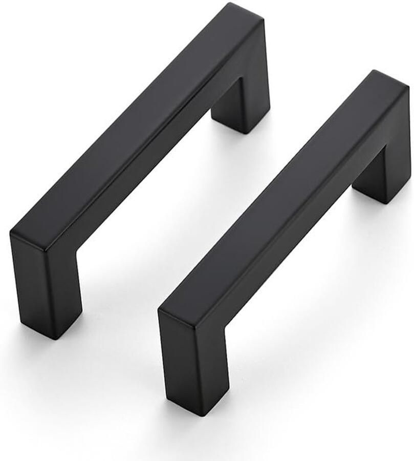 Kastgrepen vierkant 10 stuks zwart roestvrij staal 76 mm