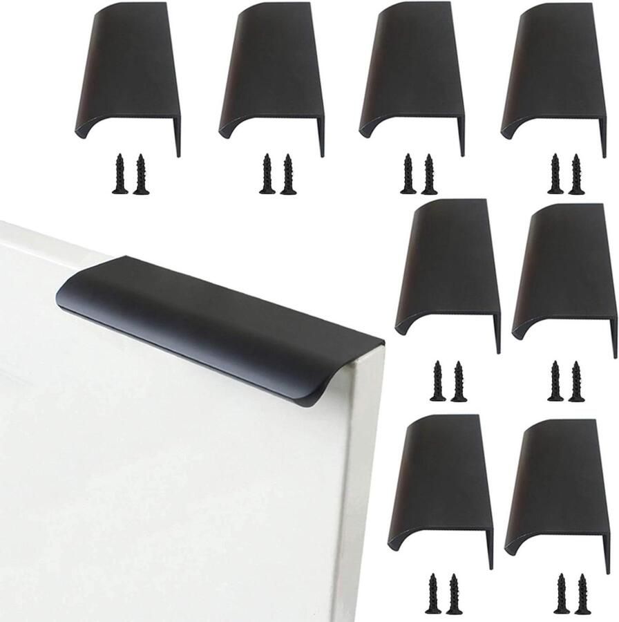 Keukendeurkast Handgreep Laden Gebogen Deurhandgreep Zwart Onzichtbaar Aluminium Meubelhandgreep Kledingkast Keukengrepen Slaapkamer 8 Stuks (120 mm)