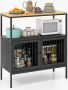 Keukendressoir met roosterdeuren houten keukenkast met metalen frame kast voor woonkamer keuken hal industrieel design 80 x 35 x 90 cm - Thumbnail 1