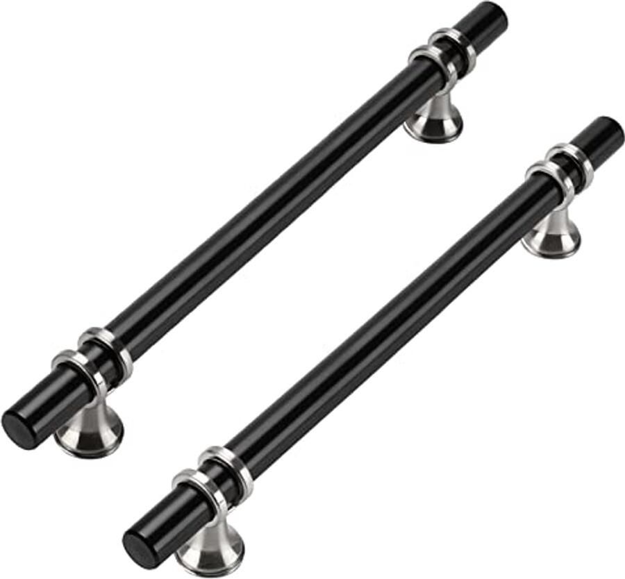 Keukengrepen 160 mm Vintage Roestvrij Staal – 10 Stuks Meubelgrepen voor Keuken en Deuren Zilver Zwart