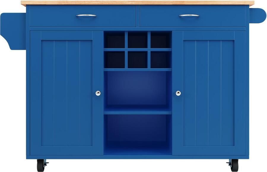 Keukenkast 102x45x92cm Buffetkast Blauw Houtnerf Multifunctionele Eettafel Met Opbergruimte Servierwagen Voor Keuken Eetkamer Modern Ontwerp