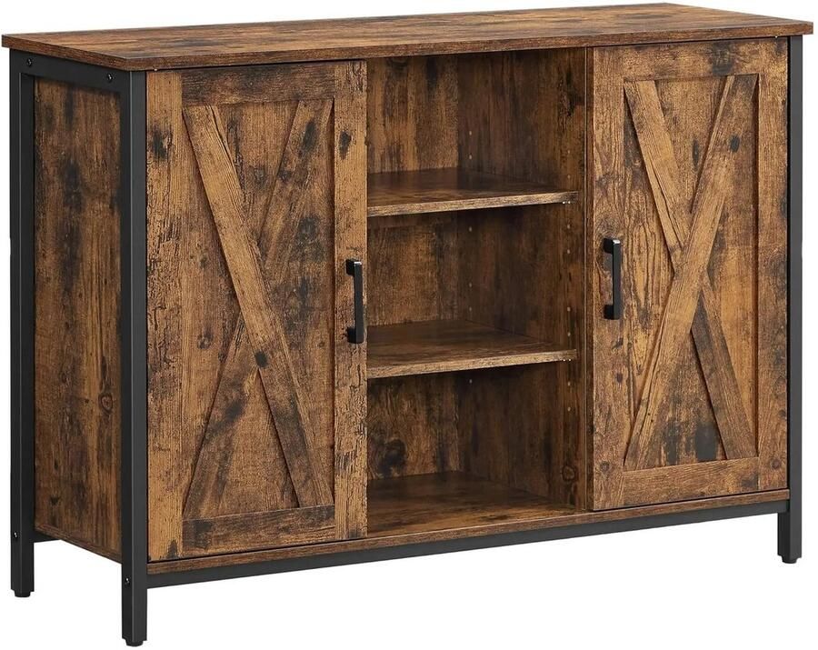 Keukenkast Dressoir 100x35x70 cm Met Open Planken Stevig Houten Frame Ruimtebesparend Voor Woonkamer en Keuken Max. Draagkracht 5 kg per Plank Eenvoudige Montage