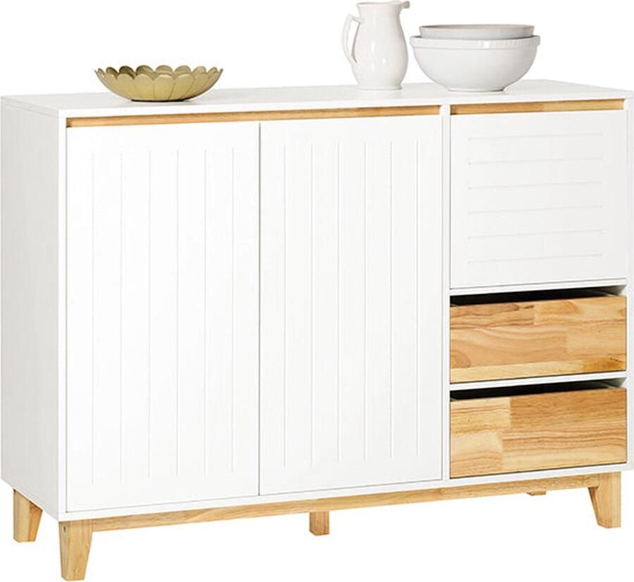 Rootz Living Rootz Keukenkast Dressoir Halkast Dressoir TV-kast Verstelbare Planken Muuranker Veiligheid Ruime opbergruimte MDF & Rubberhout 120cm x 90cm x 40cm