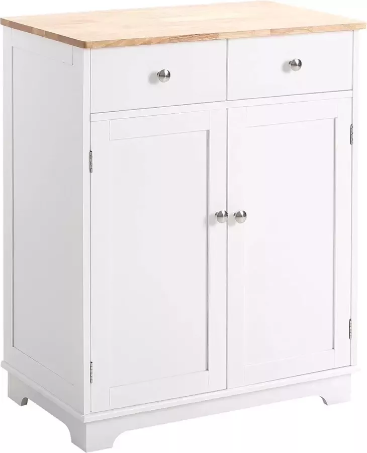 Keukenkast dressoir met 2 schuiflades ladekast opbergkast MDF wit 68 x 40 3 x 85 cm
