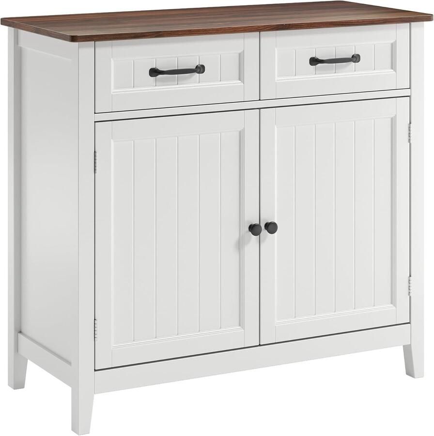 Keukenkast en Commode – 2 Laden en 2 Deuren Dressoir met Werkblad Bruin Houten Design Multifunctioneel voor Keuken Woonkamer of Hal