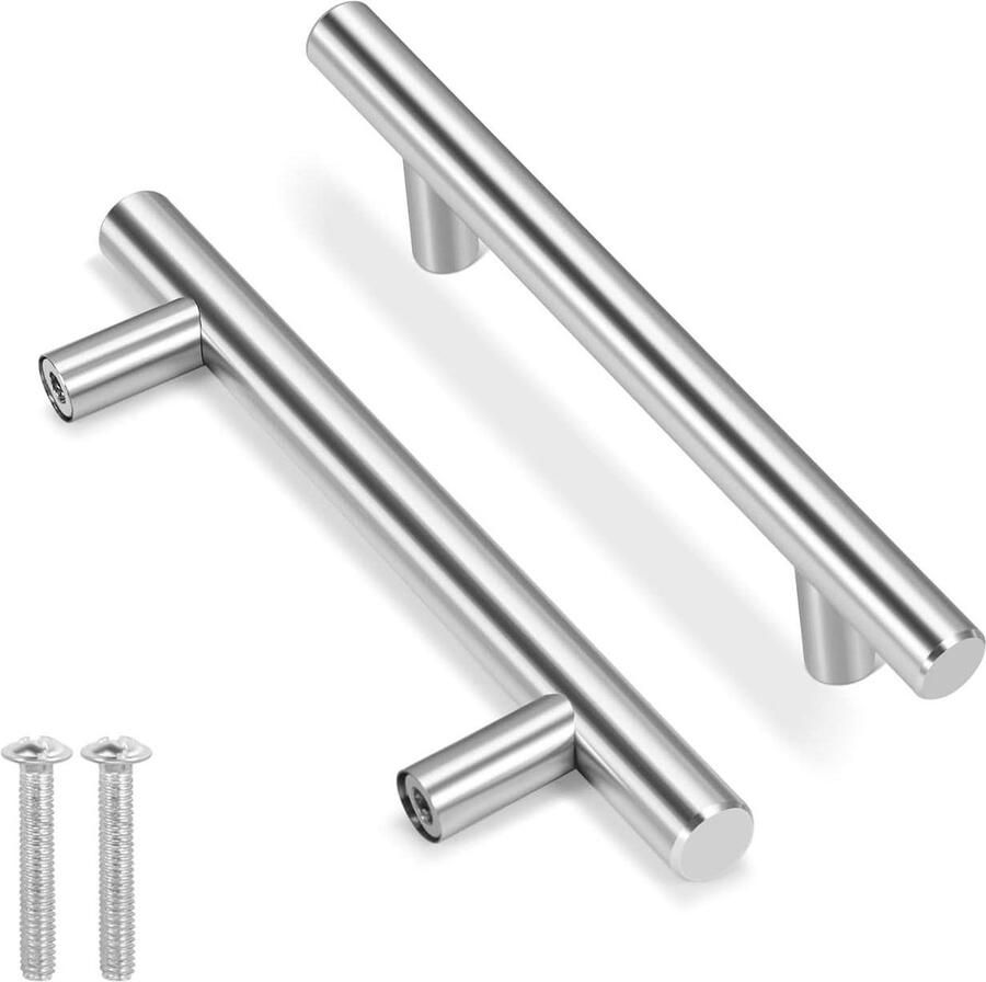 Keukenkast handgrepen Pack van 15 stuks Zilver Lade trekt 6 inch 3.8 inch gat centrum Massief roestvrij staal T bar Satijn geborsteld nikkel hardware Voor keuken kast deur badkamer meubels