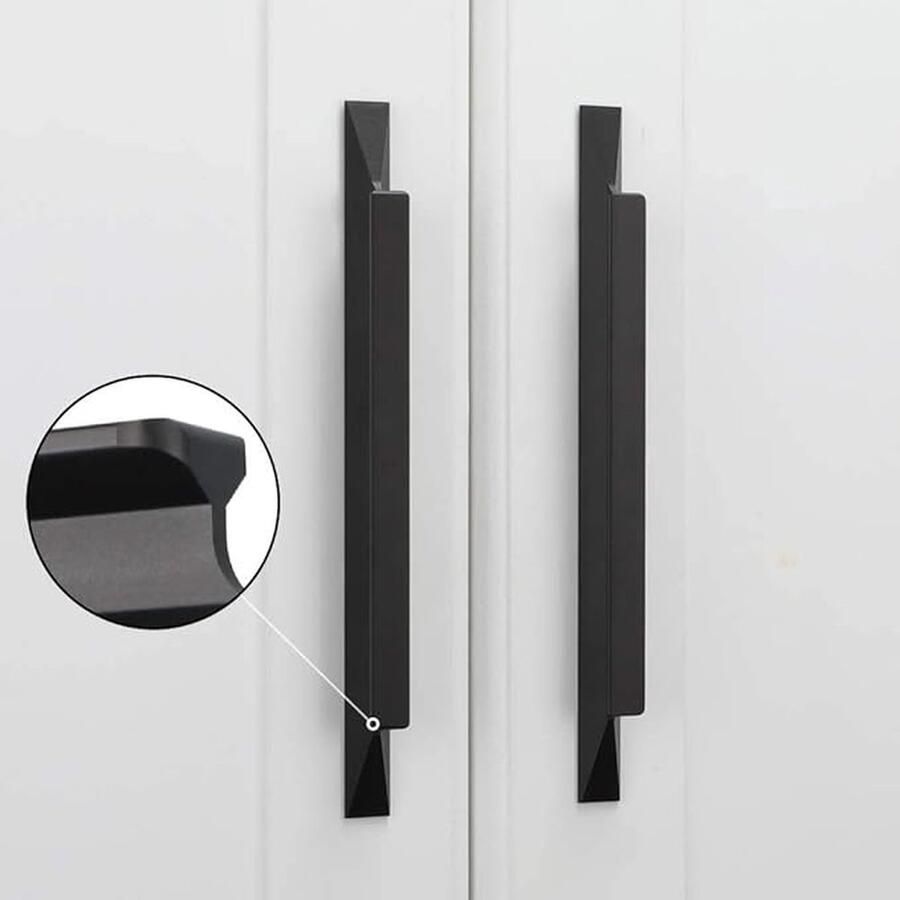 Keukenkast Handgrepen Set van 10- 22 5CM Matzwarte Aluminium Legering Eenvoudige Installatie Geschikt voor Kasten Lades Deuren - Foto 2
