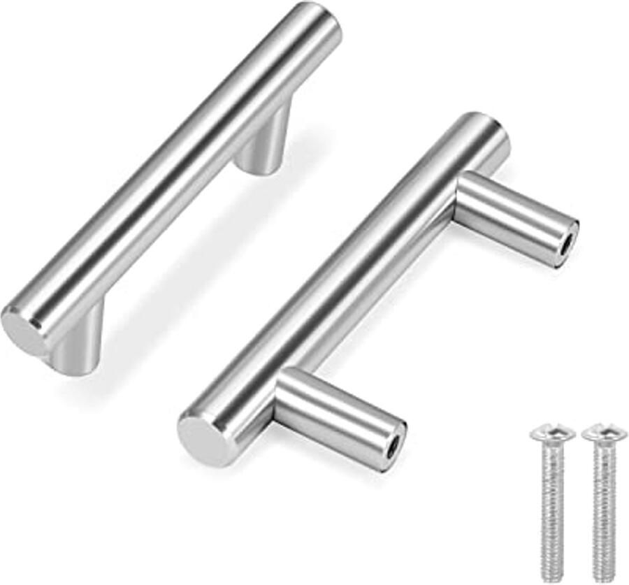 Stalen T-bar Handvatten voor Keukenkasten en Meubels 4 Inch en 6 Inch