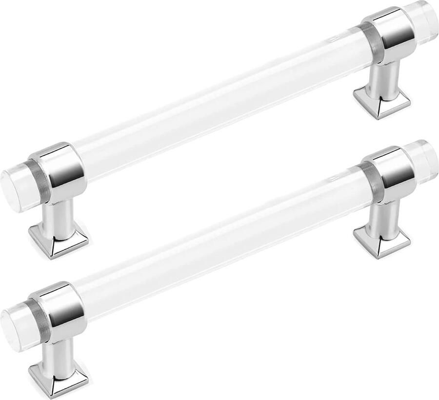 Keukenkast Handgrepen Set van 6 Zilveren Acryl Lade Handgrepen 192mm