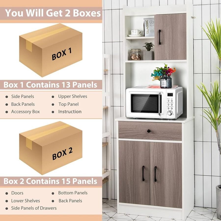 Keukenkast hoogte 180 cm keukenkast met 3 deuren lade verstelbare planken kantelbeveiliging kolombreedte 60 cm geschikt voor eetkamer en slaapkamer (wit)