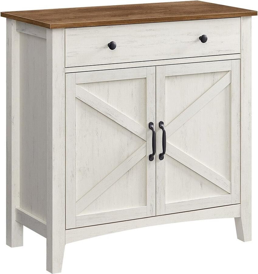 Rootz Living Rootz Keukenkast Kast Opbergmeubel Vintage Wit-Honingbruin MDF Spaanplaat Staal 40cm x 80cm x 80cm