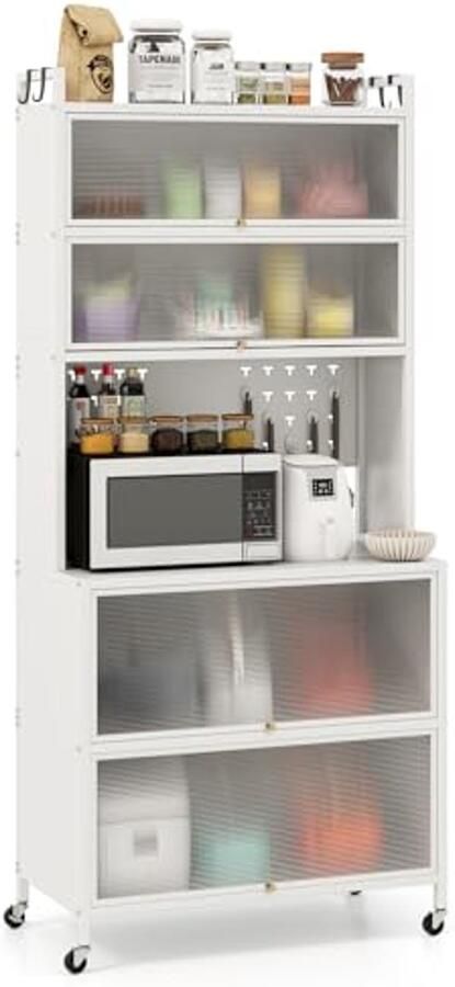 Keukenkast met 6 Niveaus en Wieltjes Dressoir voor Keuken en Woonkamer