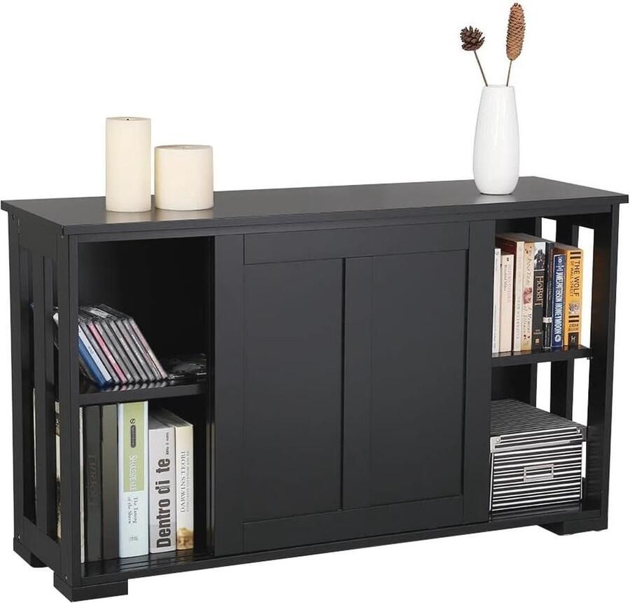 Keukenkast met Schuifdeuren Multifunctionele Opbergkast voor Keuken Eetkamer of Badkamer Verstelbare Plank en Stijlvol Design