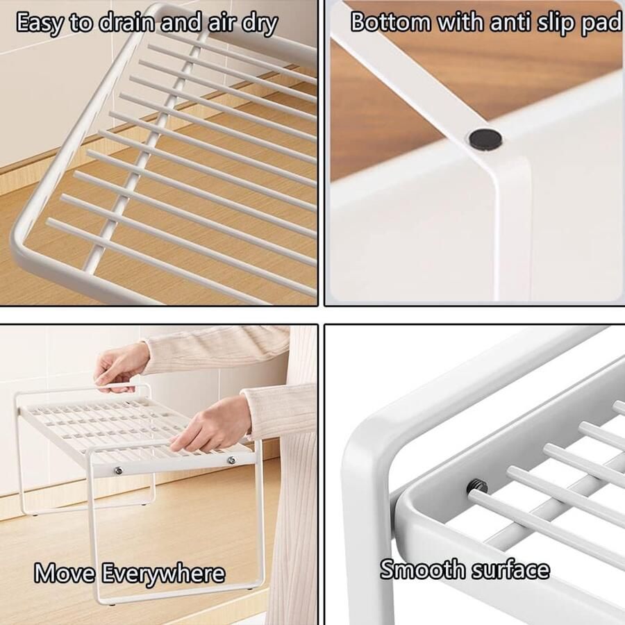 Keukenkast organizer met antislipmat praktisch voor keuken en badkamer wit - Foto 2