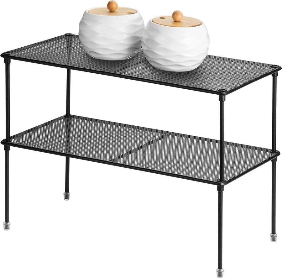 Keukenkast plank organizer 2-pack uitbreidbaar en stapelbaar opbergrek voor keuken badkamer wasruimte opbergrek