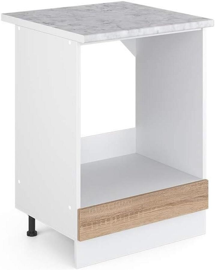 Keukenkast R-Line Hangkast Onderkast Keukenblok Antraciet en Wit (60 cm)