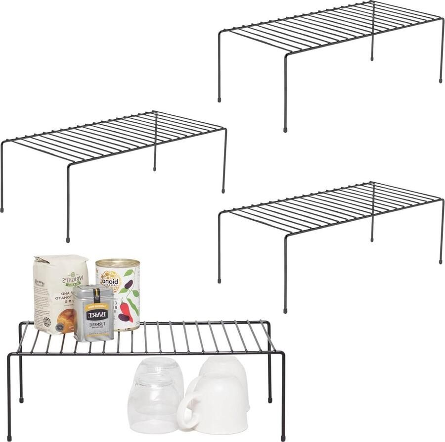 Keukenkastjesorganizers Set van 4 opbergrekken Zwart Ladekast Organizers