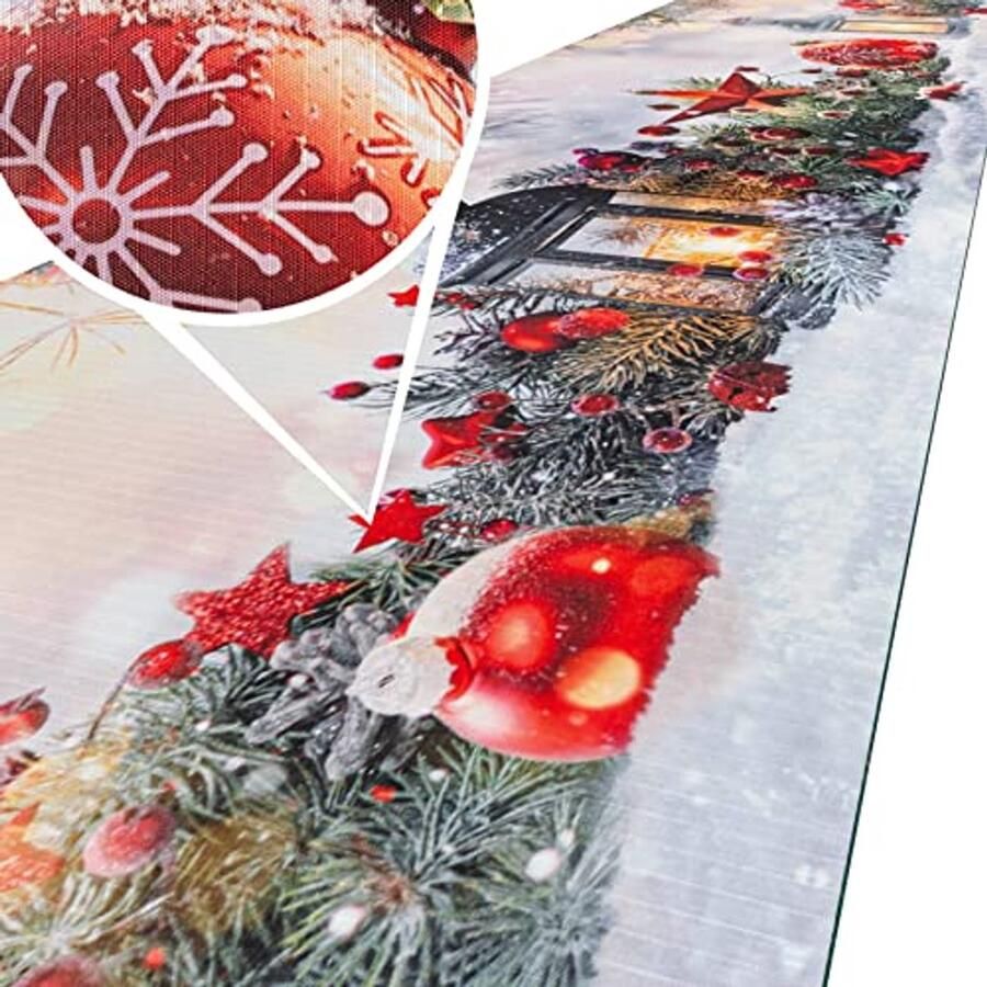 Keukenloper 100 x 52 cm Afwasbaar Antislip & Design Kersttapijt
