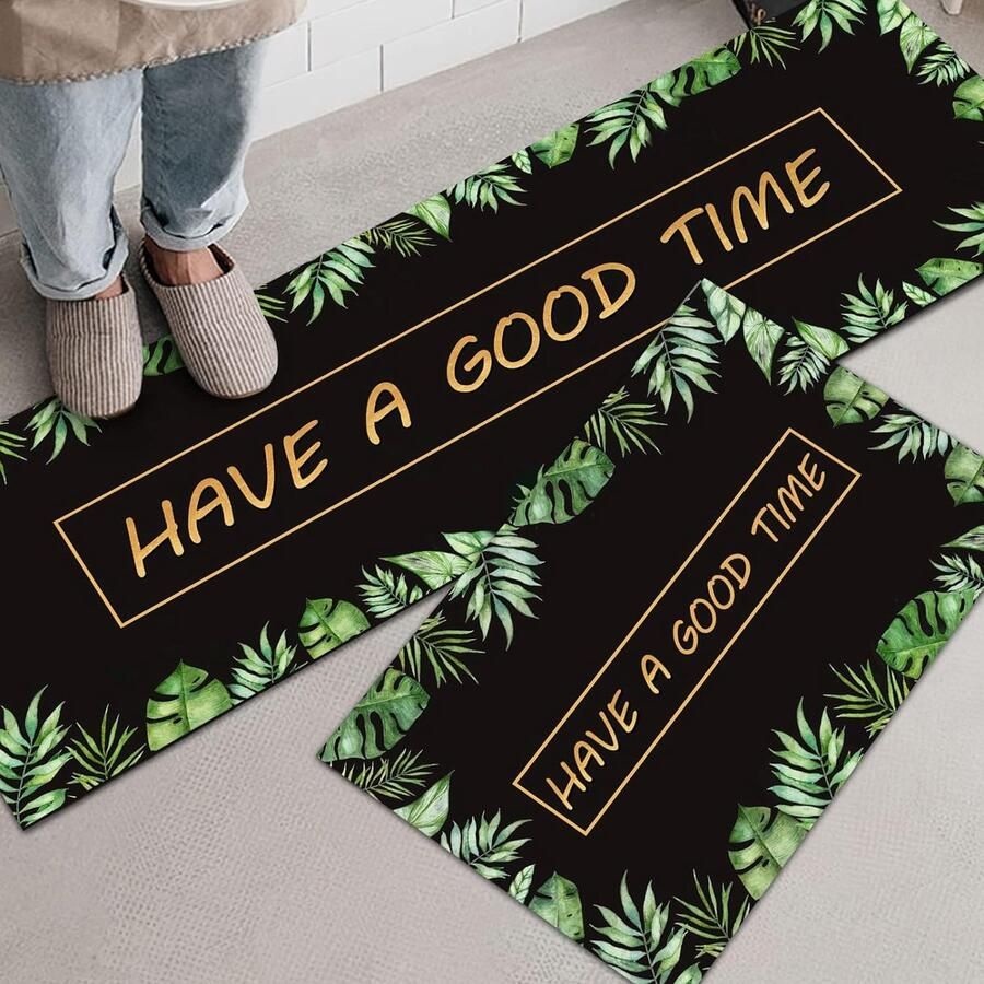 Keukenloper 40 x 60 + 40 x 120 cm keukentapijt wasbaar antislip pvc-tapijt keuken 2 stuks rubberen rug keukenmat voor eetkamer keuken loper hal (C)