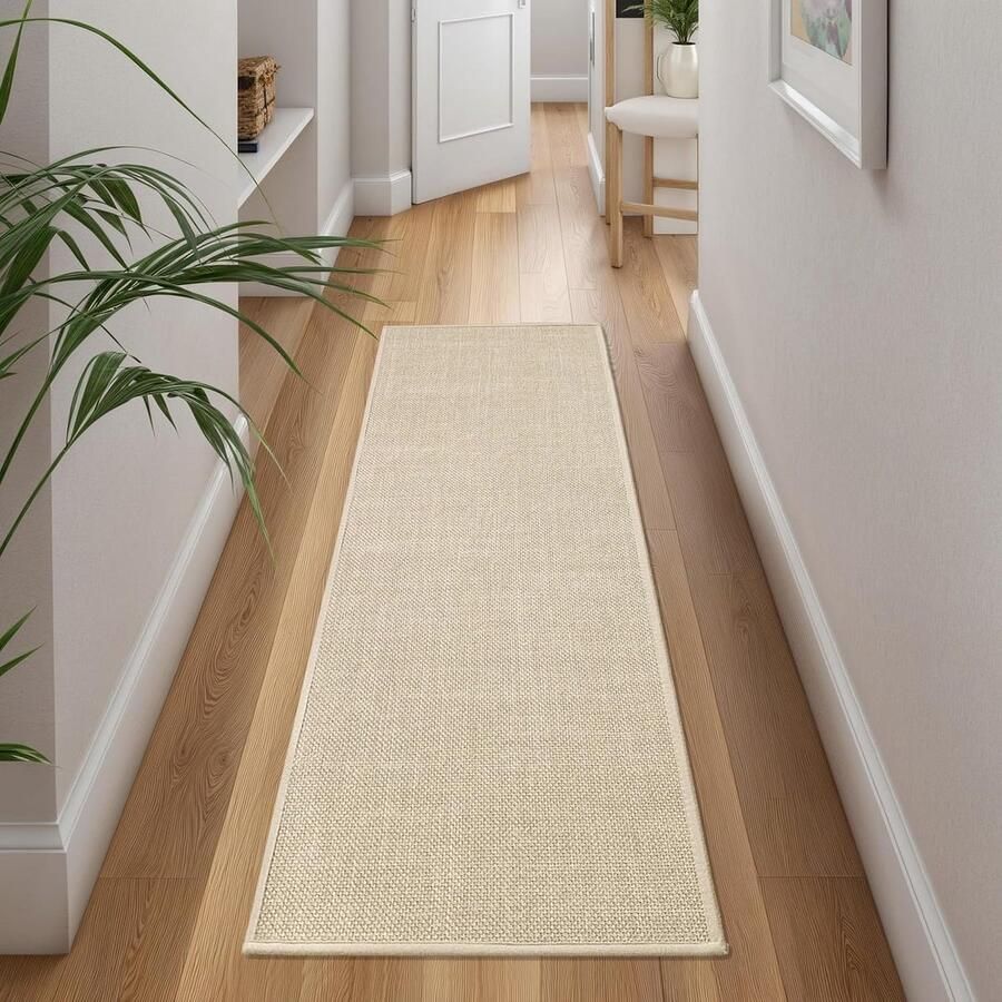 Keukenloper antislip keukentapijt wasbaar geweven tapijt keuken absorberend hoogwaardige keukenmat loper voor keuken eetkamer wasruimte (beige 43 x 150 cm)