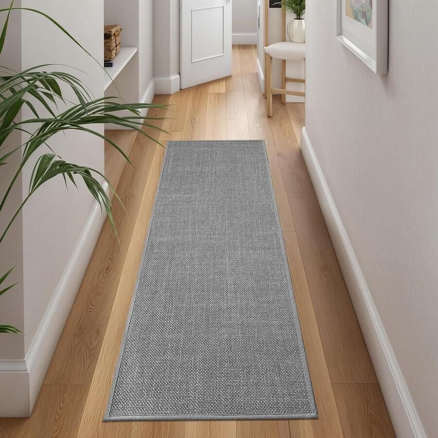 Keukenloper antislip keukentapijt wasbaar geweven tapijt keuken absorberend hoogwaardige keukenmat loper voor keuken eetkamer wasruimte (grijs 43 x 180 cm)