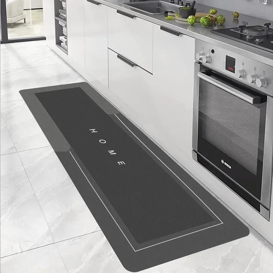 Livetastic Keukenloper Keukenmat Keuken Vloerkleed Absorberende Antislip Mat – Waterdicht en Comfortabel – Machinewasbaar – Voor Keuken Badkamer – Duurzaam Gemakkelijk Schoon te Maken -160x50 cm Zwart