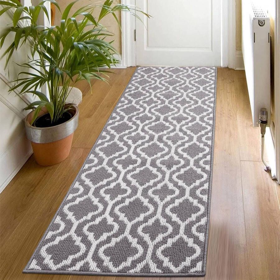 Tapijtloper antislip wasbaar 50 x 150 cm keukentapijt- SHACOS rugmat keuken vuilloper gang ingang wasruimte slaapkamer grijs