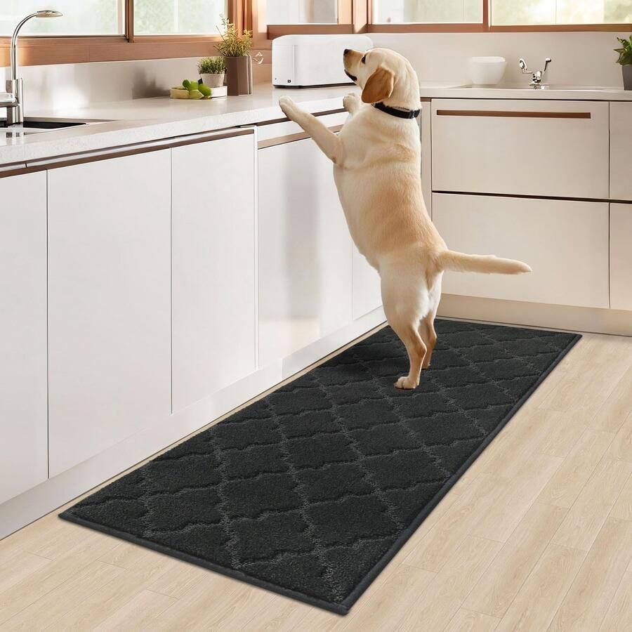 COSY HOMEER keukenmat 50 x 150 cm antislip keukenloper wasbaar keukenmat halmat loper voor keuken hal woonkamer zwart