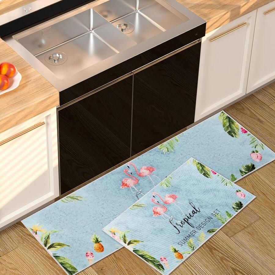 Keukenmat keukentapijtenset antislip wasbaar 2-delige (40 x 60 cm + 40 x 120 cm)