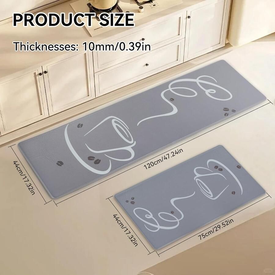 Keukenmat keukentapijtenset antislip wasbaar 2 stuks 44 x 75 + 44 x 150 cm