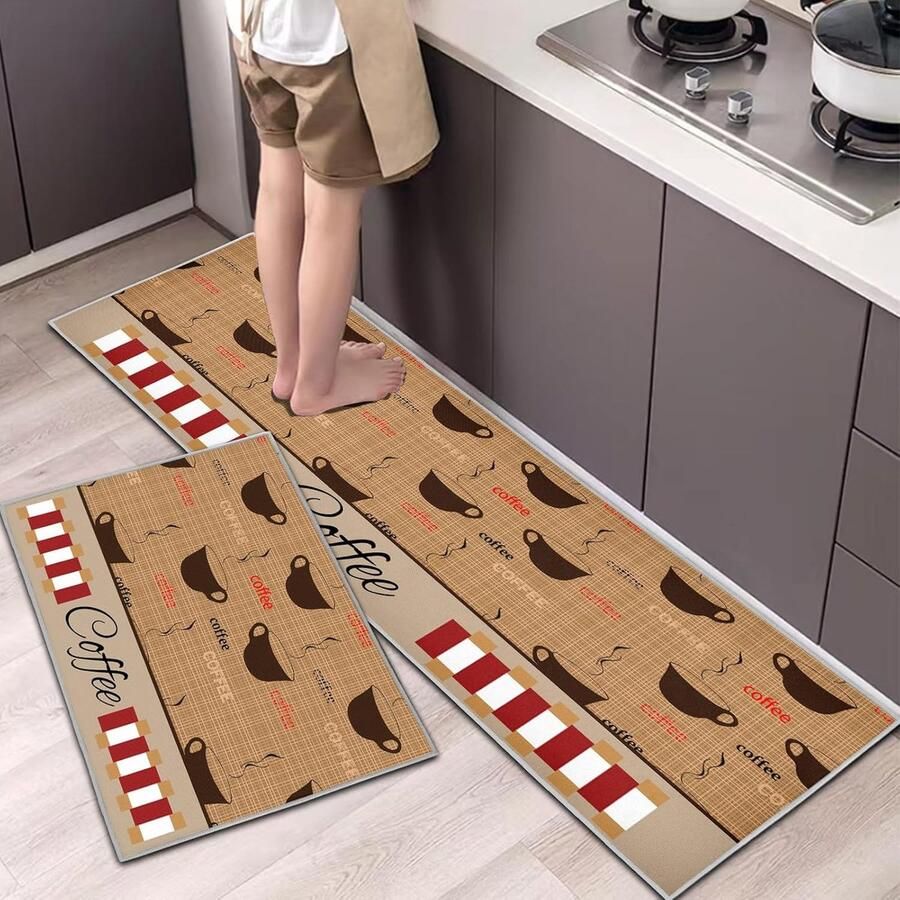 Keukenmat keukentapijtenset antislip wasbaar 2 stuks (H 40 x 60 + 40 x 120 cm)