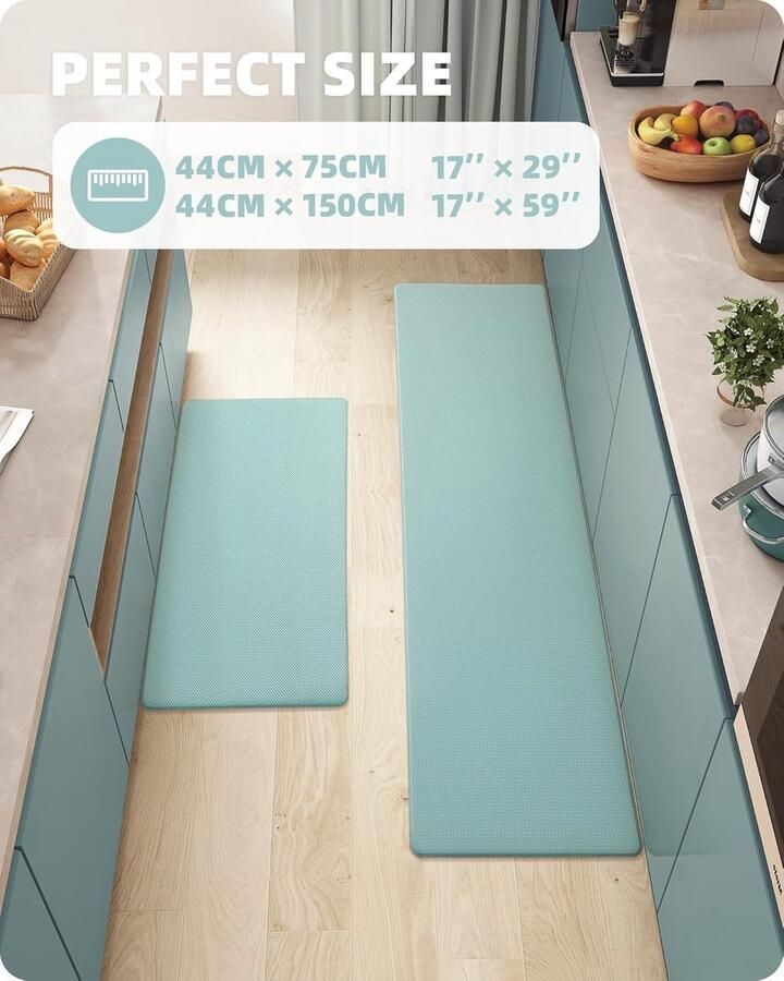 Keukenmat keukentapijtenset antislip wasbaar 44 x 75 + 44 x 150 cm Groen
