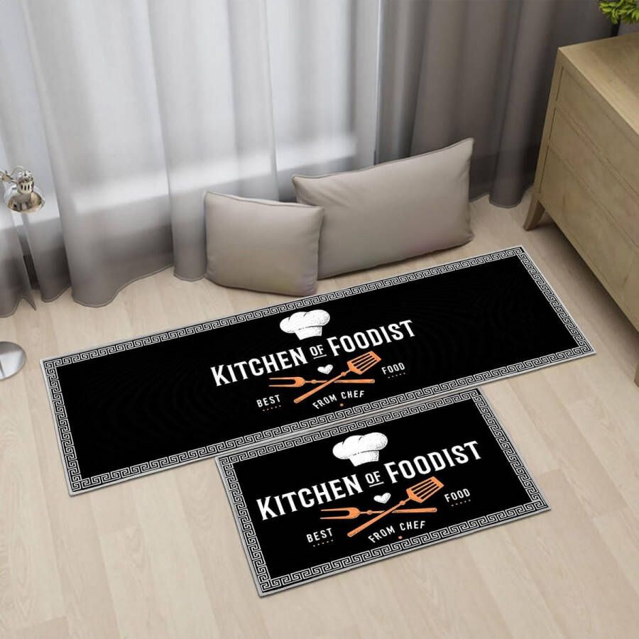 Keukenmatsets antislip wasbaar keukentapijtlopers set van 2 anti-vermoeidheid keuken vloermat voor woondecoratie kantoor staand bureau (H 40x60+40x120cm)