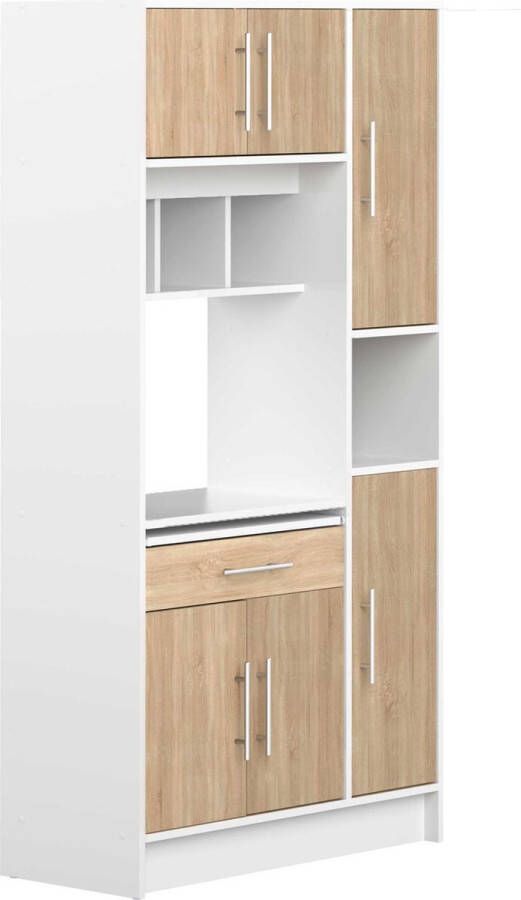 Keukenmeubel MADY 5 kasten & 1 lade Wit en eiken L 91 cm x H 180 cm x D 40 cm