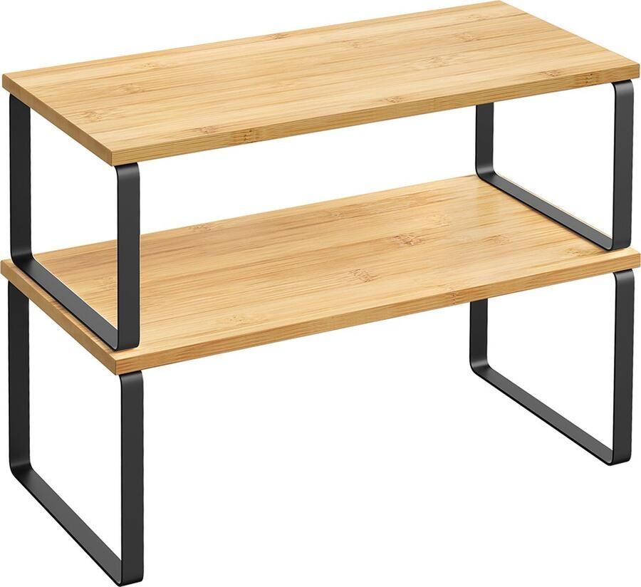 Keukenorganizer set van 2 metaalinkt zwart en natuurlijk beige