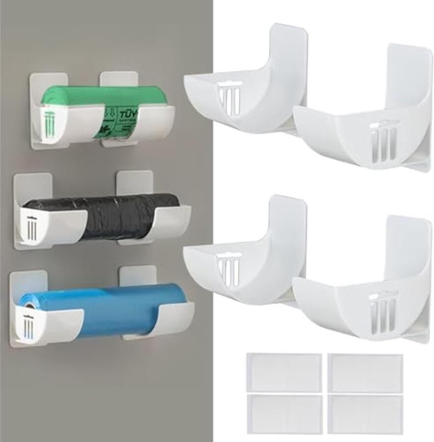 Keukenorganizer voor aan de muur 4 stuks zelfklevende opbergdoos keukenorganizer hoekorganizer voor kastdeur voorraaddeur muur ophangen tinnen folie waspapier wit